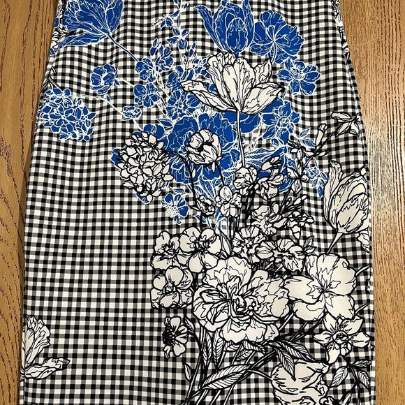 LABEL by 5 twelve Prince of Wales Check Floral Business Office Pencil Skirt Sz-M - Picture 4 of 8